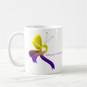 Caneca De Café Borboleta de Fita de Sensibilização Roxa e Amarela