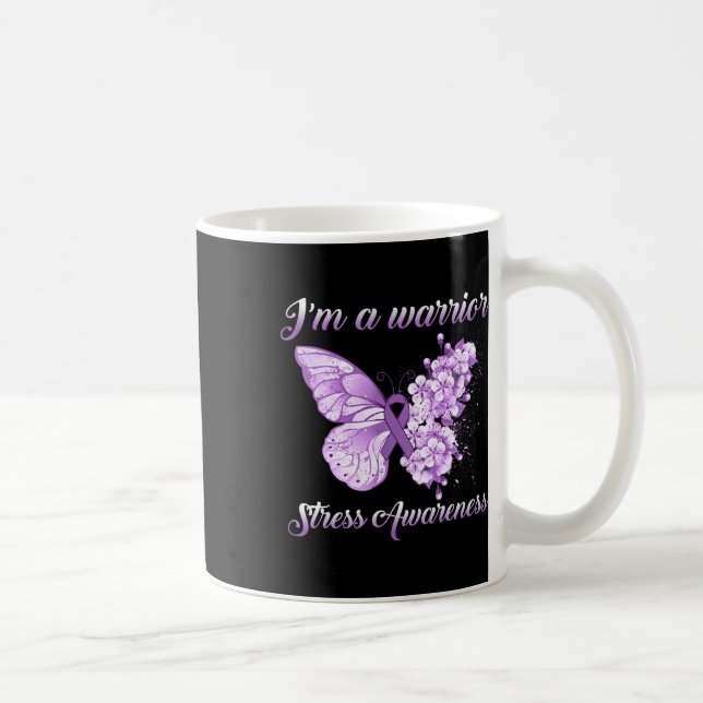 Caneca De Café Borboleta de fita lavanda Eu sou um estresse guerr (Direita)