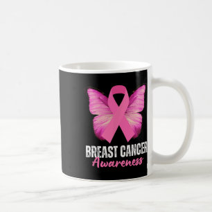 Caneca De Café Borboleta de Fita Rosa de Consciência do cancer