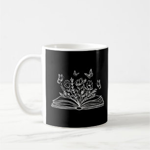 Caneca De Café Borboleta de Leitura de Livro de Flores Selvagens