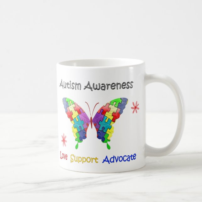 Caneca De Café Borboleta de Sensibilização Autismo (Direita)