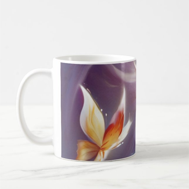 Caneca De Café Borboleta e Flor Estilizadas (Esquerda)