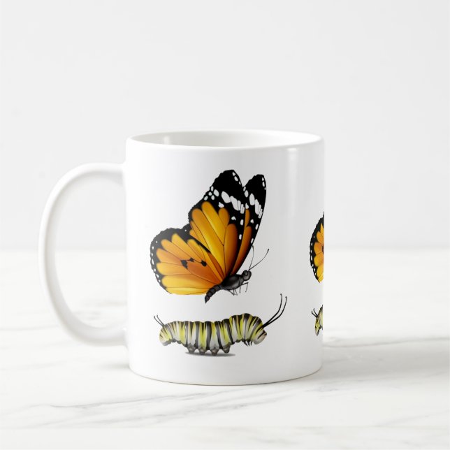Caneca De Café Borboleta e lagarta (Esquerda)
