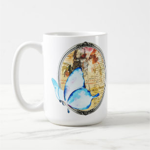 Caneca De Café Borboleta E Quadro De Aquarela
