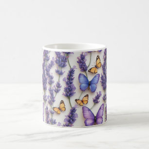 Caneca De Café Borboleta Elegante e Design de Lavanda