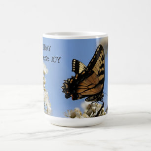 Caneca De Café Borboleta em Floral: Hoje eu escolho a alegria