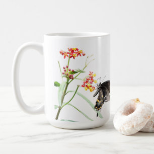 Caneca De Café Borboleta em Milkweed Blooms, em branco