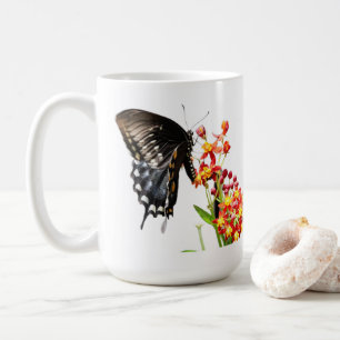 Caneca De Café Borboleta em Milkweed Blooms, em branco