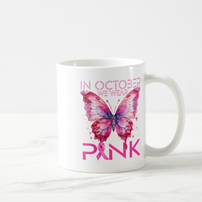 Caneca De Café Borboleta Em Outubro Vestimos Cancer Rosa (Direita)