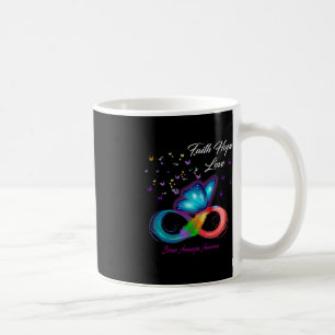 Caneca De Café Borboleta Fé Esperança Ama Aneurisma Cérebro Consc