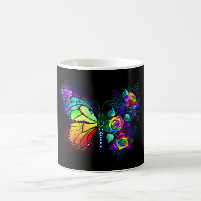 Caneca De Café Borboleta-flor-arco-íris (Centro)