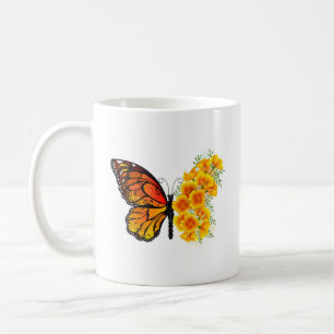 Caneca De Café Borboleta Flor com Papagaio Amarelo da Califórnia