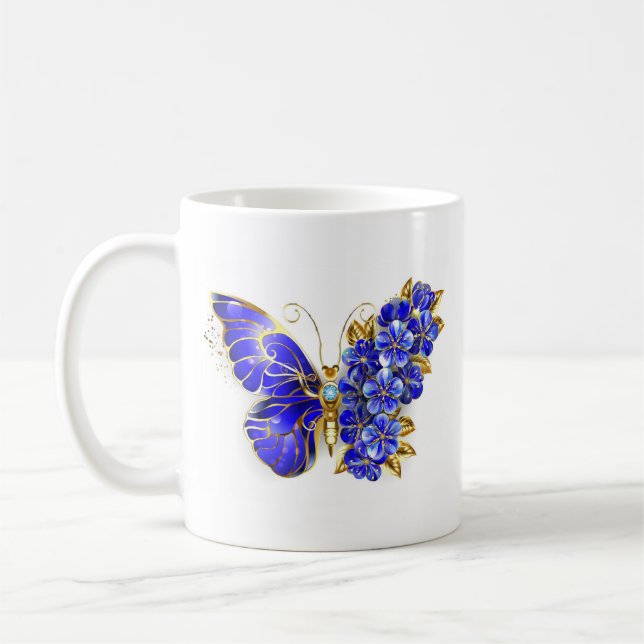 Caneca De Café Borboleta Flor Sapphire (Esquerda)