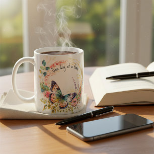 Caneca De Café Borboleta floral aquarela personalizada