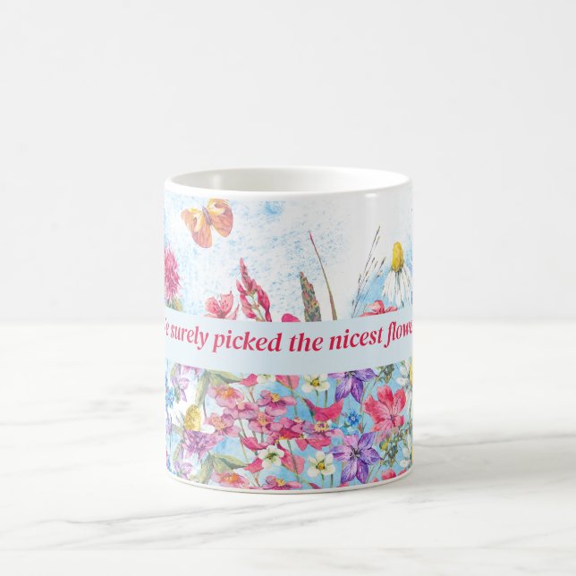 Caneca De Café Borboleta Floral de Verão Personalizada (Centro)
