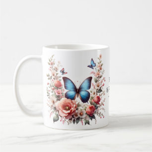 Caneca De Café Borboleta Floral Personalizada Feliz Aniversário-9