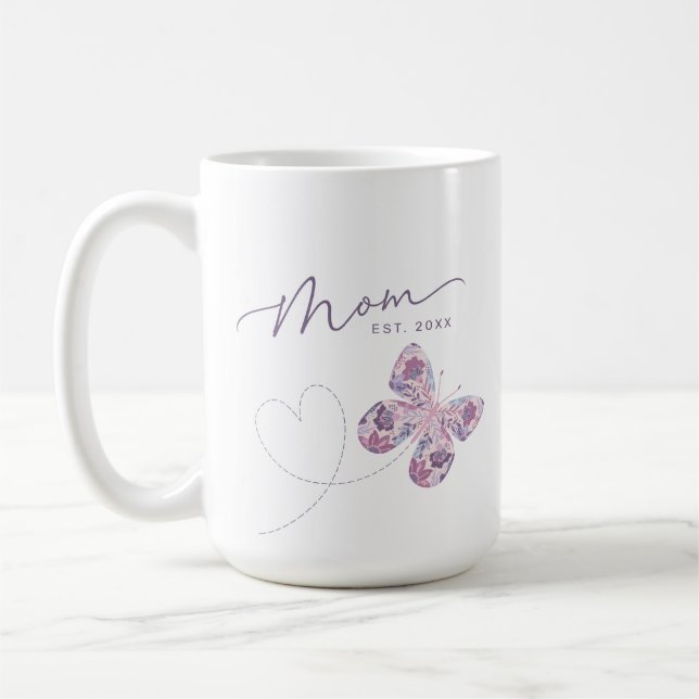 Caneca De Café Borboleta Floral Personalizada Mãe (Esquerda)