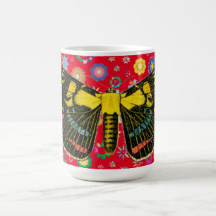 Caneca De Café borboleta flores natureza vida selvagem arte verme