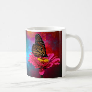 Caneca De Café borboleta fúcsia do bohemian da cerceta de