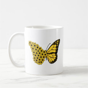 Caneca De Café borboleta girassol vintage mulheres monarca
