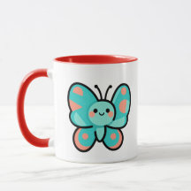 Caneca de Café Borboleta Kawaii Arte de Cozinha Es