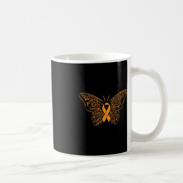 Caneca De Café Borboleta Laranja Cancer de Fita Laranja Sensibili (Direita)