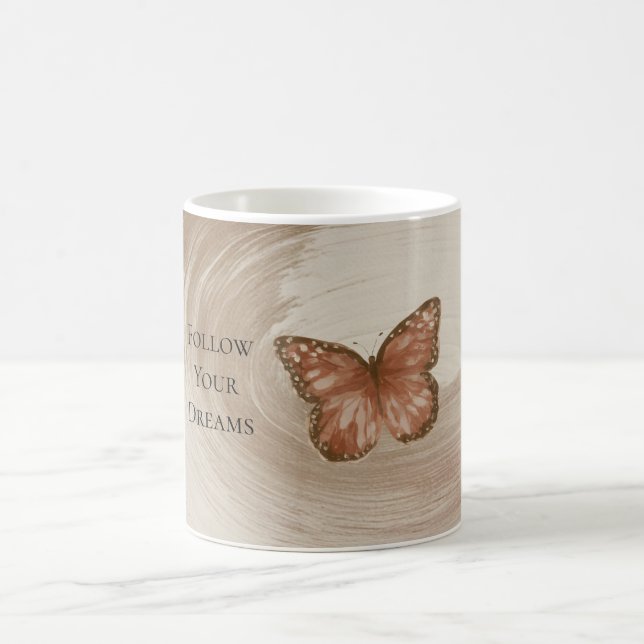 Caneca De Café Borboleta Laranja Creme Redemoinho Marrom (Centro)