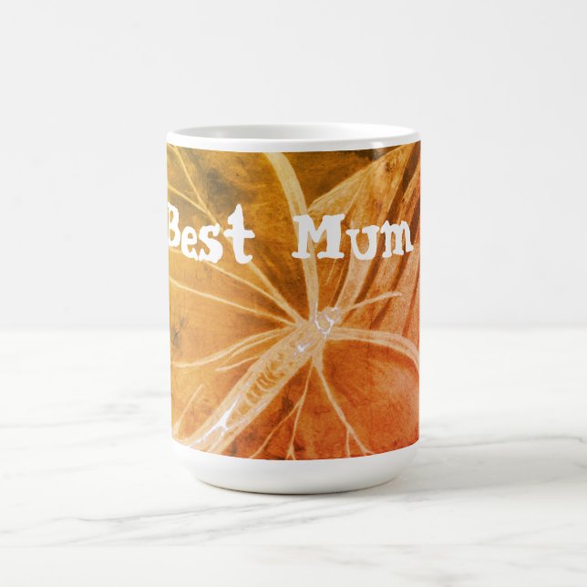 Caneca De Café Borboleta Laranja de Melhor Mãe Personalizada (Centro)