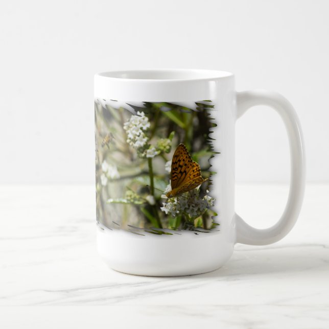 Caneca De Café Borboleta Laranja e Abelha (Direita)