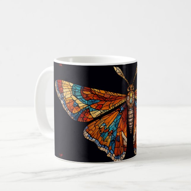 Caneca De Café Borboleta Mariposa Mosaico (Frente Esquerda)