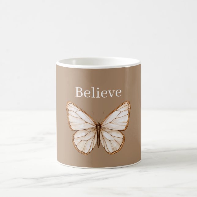 Caneca De Café Borboleta Marrom Creme (Centro)