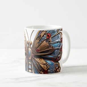 Caneca De Café Borboleta Metálica