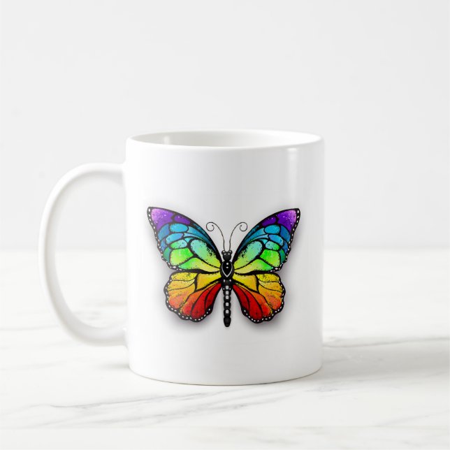 Caneca De Café Borboleta monarca Arco-íris (Esquerda)
