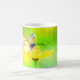 Caneca De Café Borboleta Monarca de Aquarela e Flor Mug
