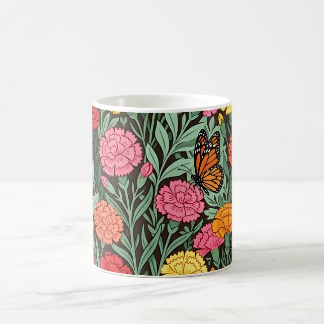 Caneca de Café Borboleta Monarca de Cravos Abstrat (Centro)