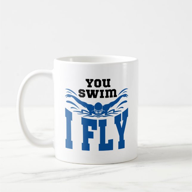 Caneca De Café Borboleta Nadadora Você Natação Eu Voo (Esquerda)