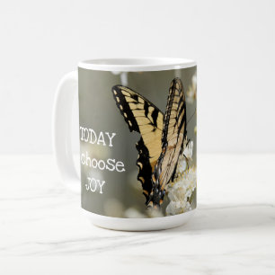 Caneca De Café Borboleta no Floral: Hoje Escolho Joy Coffee Mug