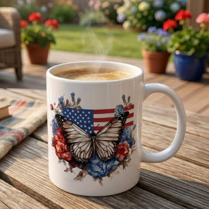 Caneca De Café Borboleta Patriótica do 4 de Julho