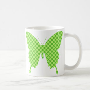 Caneca De Café Borboleta, pontos retros, máscaras do verde limã