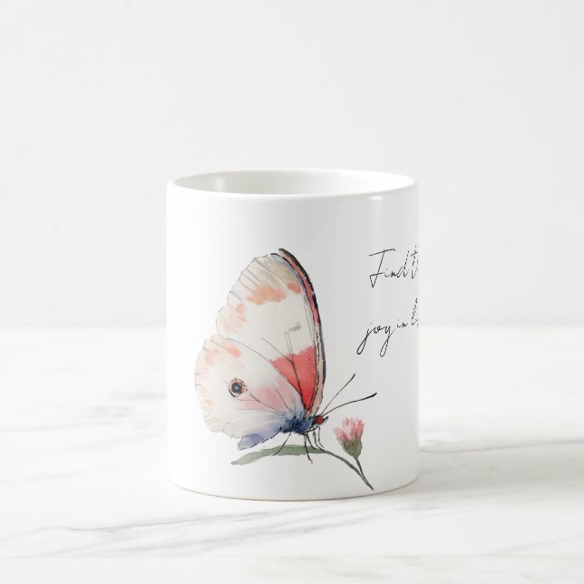 Caneca De Café Borboleta Rosa Alegria (Centro)
