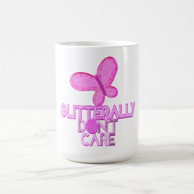 Caneca De Café Borboleta rosa brilhante não se importa (Centro)