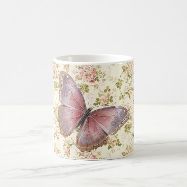 Caneca De Café Borboleta Rosa chique (Centro)