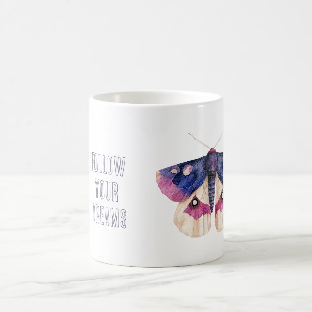 Caneca De Café Borboleta Rosa Creme Roxa (Centro)