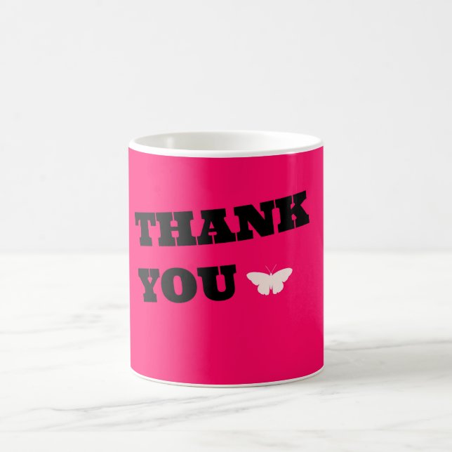 Caneca De Café Borboleta Rosa Obrigado (Centro)