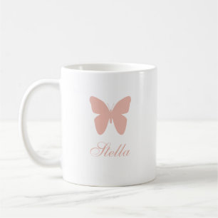 Caneca De Café Borboleta Rosa Pastel