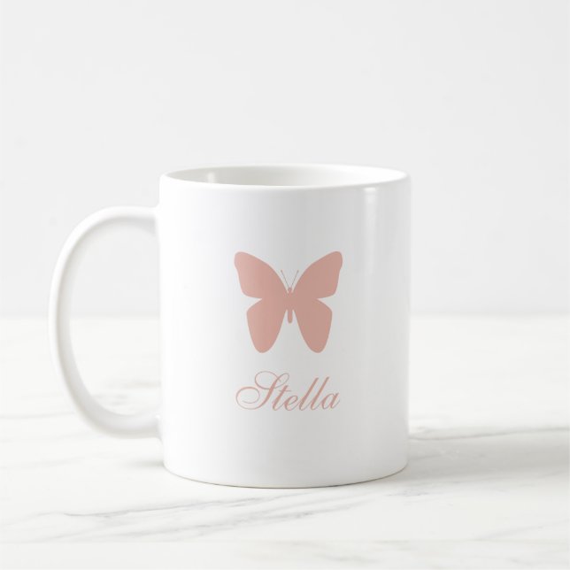 Caneca De Café Borboleta Rosa Pastel (Esquerda)