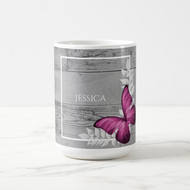 Caneca De Café Borboleta Rosa Polegada de Café Personalizada (Centro)