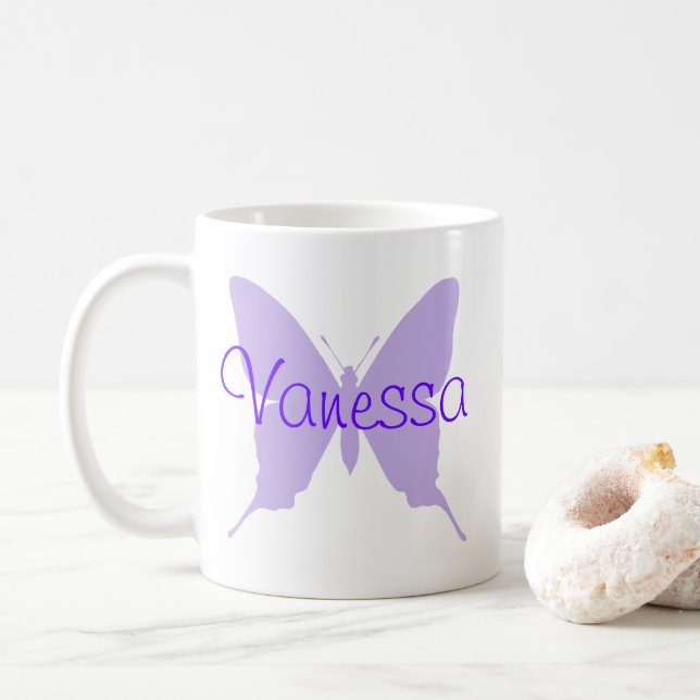 Caneca De Café Borboleta Roxa Personalizada (Com Donut)
