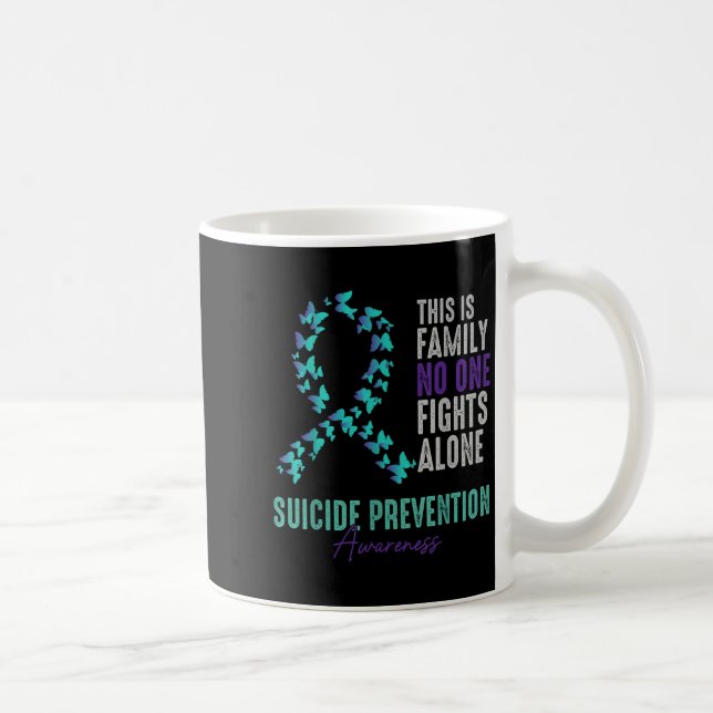 Caneca De Café Borboleta Roxo Teal de Conscientização da Prevençã (Direita)