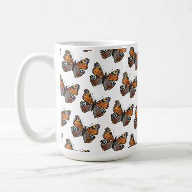 Caneca De Café Borboleta se fecha, ilustração de aquarela (Esquerda)